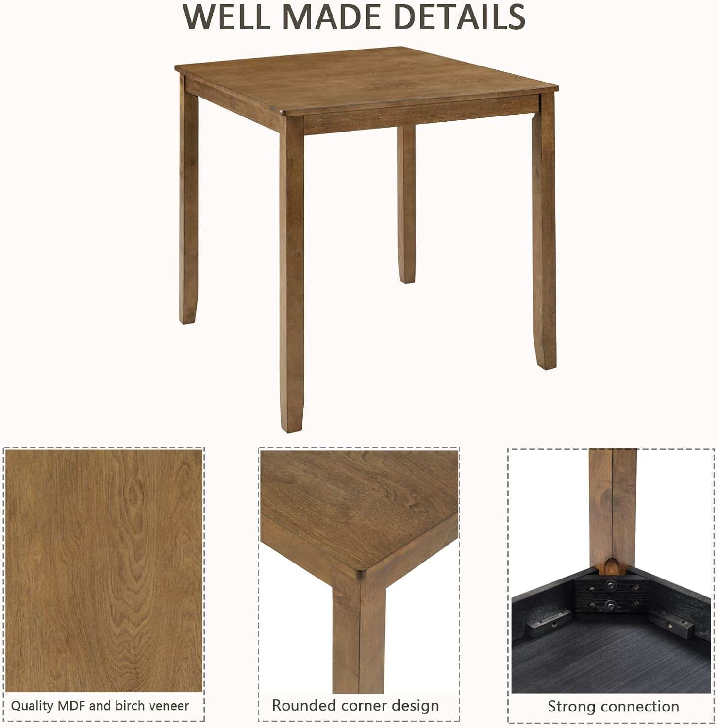 LUMISOL 5-Piece Dining Table Set for 4, Solid Wood Counter Height Kitchen Table Set with Square Table & 4 X-Back Chairs, Farmhouse Table and Chairs Set for Dining Room, Kitchen, Small Spaces, Oak