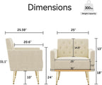 Olela Accent Chair with Arm for Living Room, Velvet Modern Armchair Single Sofa Cozy Tufted Upholstered Reading Side Chairs with Gold Metal Leg for Bedroom Decorate