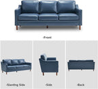 Kingfun Living Room Furniture Sets, 3 Seater Couch and Loveseat, Mid Century Modern Sofa Set, Faux Leather Couch with Solid Wood Frame for Living Room & Bedroom, Blue