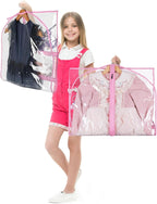 Clear Garment Bags for Dance Costumes, 40” Dance Garment Bags for Dancers, Kids Garment Bag for Dance Competitions with 3 Zipper Pockets, Garment Bags for Hanging Clothes, 6 Pack, Pink