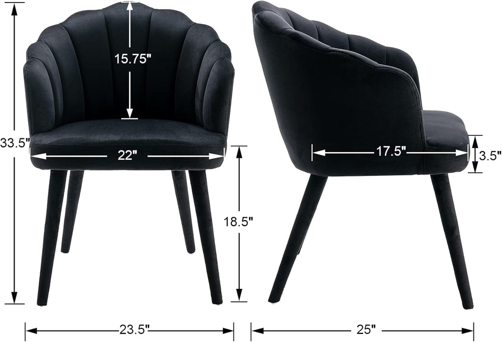 Velvet Dining Chairs Set of 4 Modern Living Room Chairs with Petal Back &...