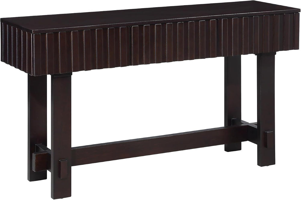 Knocbel Fluted Console Table with 3 Storage Drawers, Farmhouse Mid Century So...