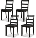 NAFORT Black Dining Chairs Set of 4 Wood, Armless Kitchen Chairs with Solid Rubber Wood Legs, Non-Slip Foot Pads, Max Load 400 Lbs, Farmhouse Seat High Ladder Back Dining Room Chairs