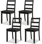 NAFORT Black Dining Chairs Set of 4 Wood, Armless Kitchen Chairs with Solid Rubber Wood Legs, Non-Slip Foot Pads, Max Load 400 Lbs, Farmhouse Seat High Ladder Back Dining Room Chairs