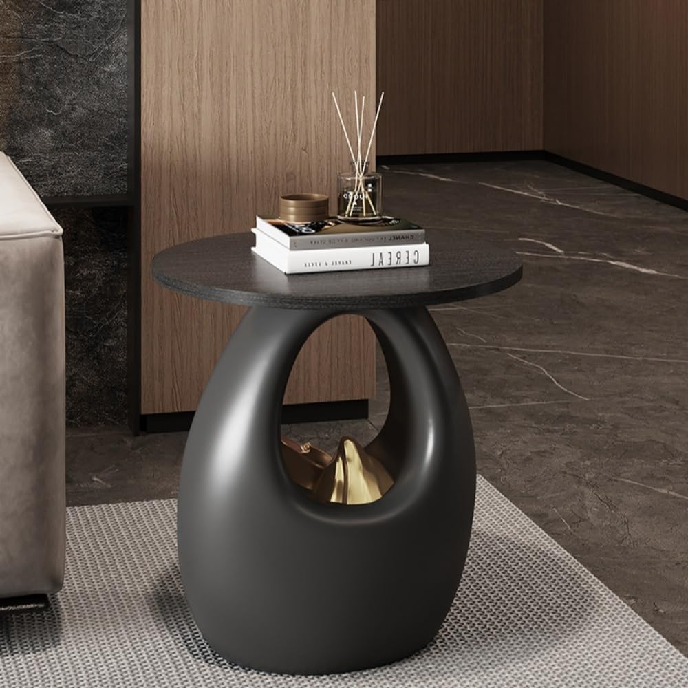 Round Side Table, Nightstand, Stylish Sofa Accent Table, Suitable for Living ...