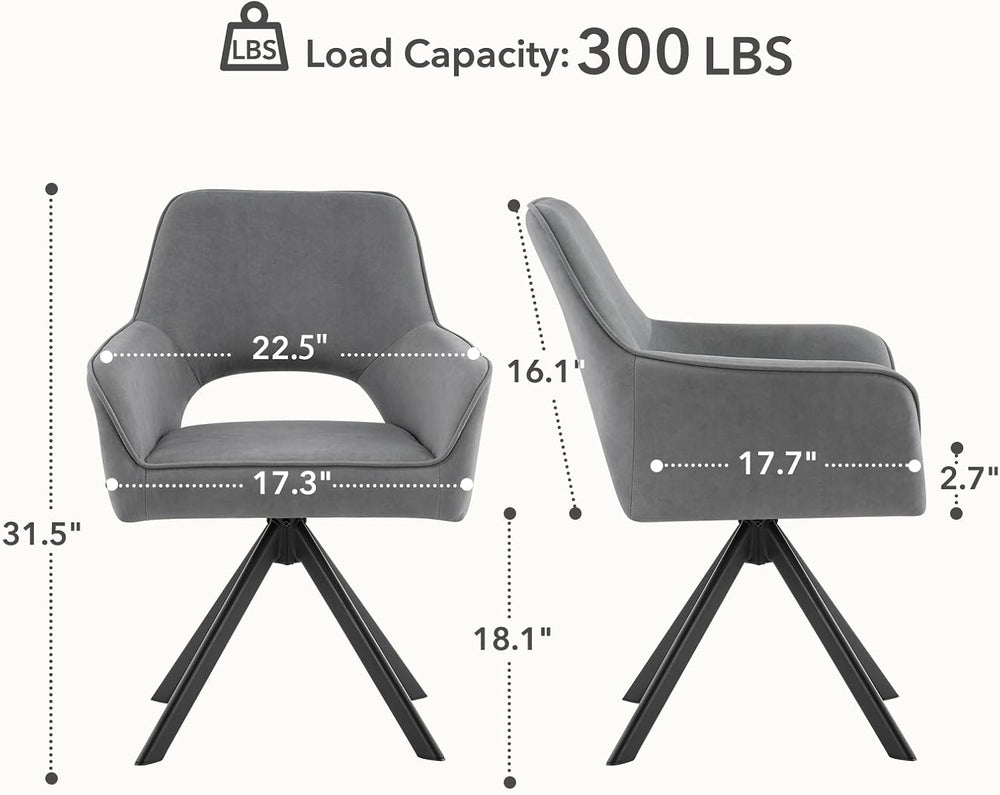 Furniliving Modern Swivel Dining Chairs Set of 2, Upholstered Chenille Dining...