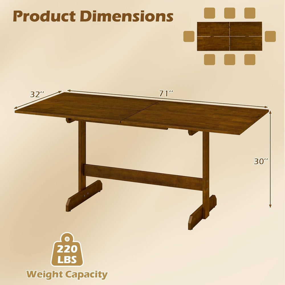 Giantex 71" Dining Table for 6-8, Large Kitchen Table with H-shaped Rubb...