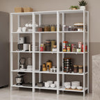 Madesa Kitchen Pantry Storage Rack with 15 Open Shelves 70" L Multiuse Modular Cabinet for Kitchen Organization (White)