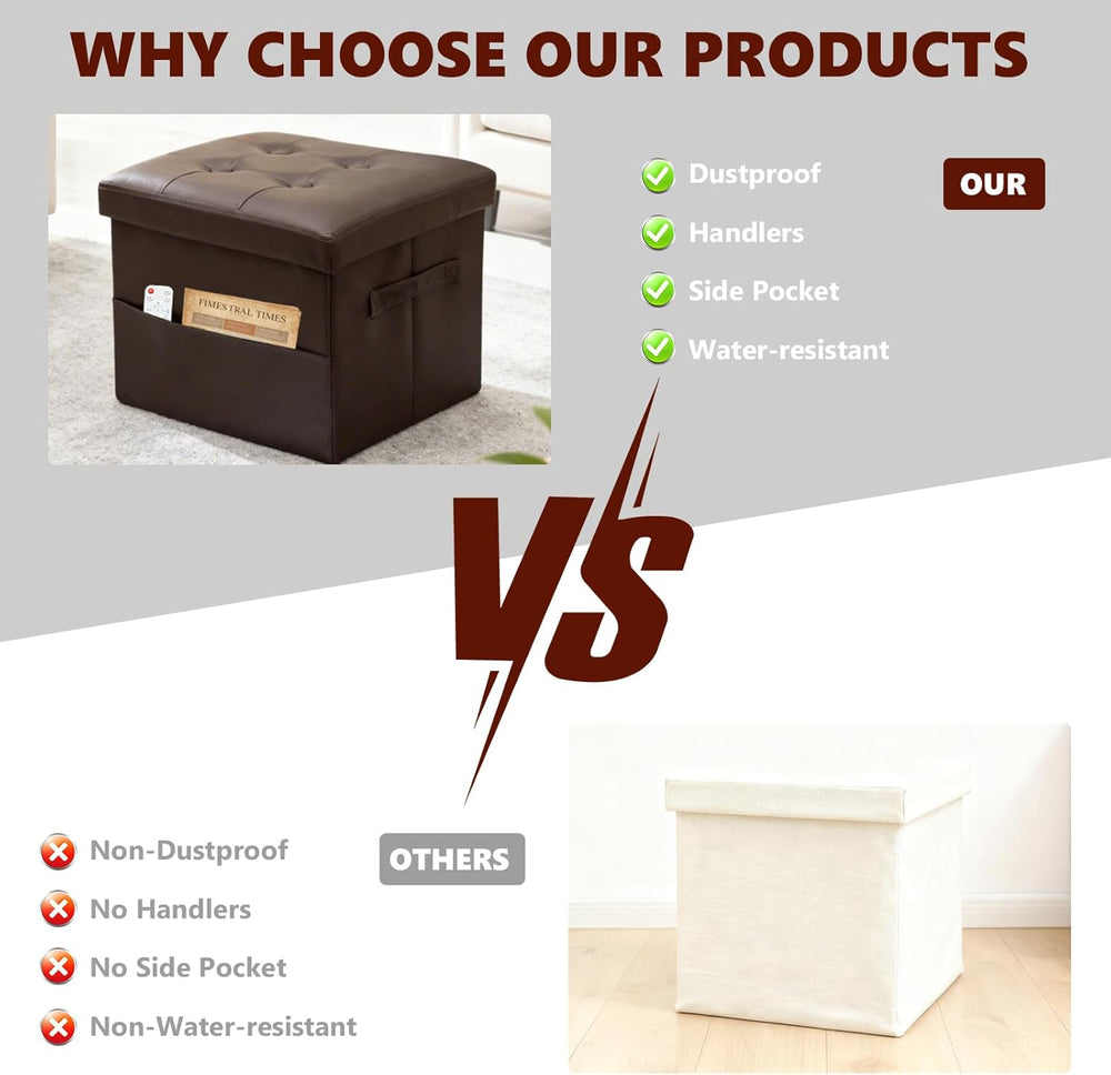 ALASDO Storage Ottoman Footrest Stool Small Ottoman with Storage Foldable Ott...