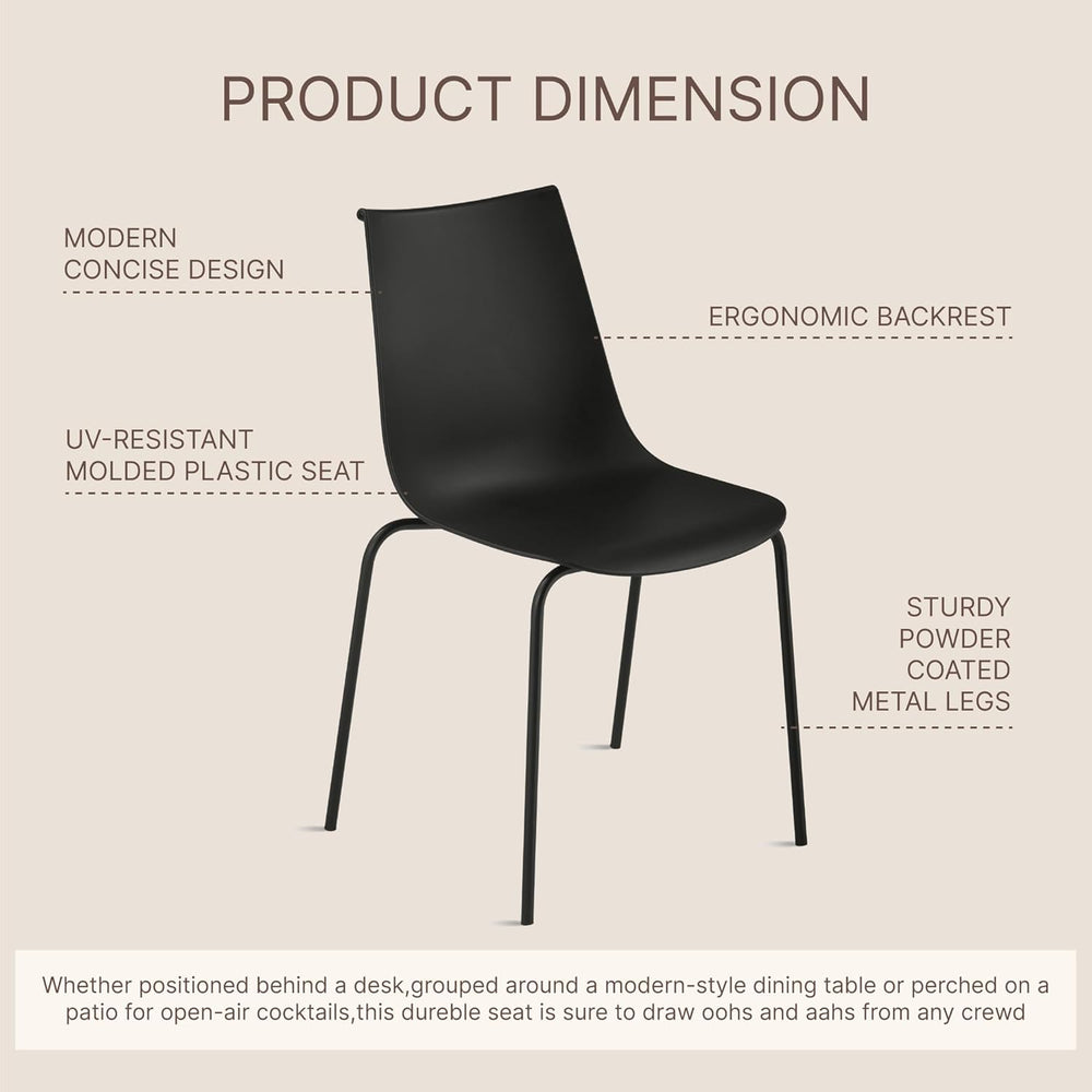 KISLOT Dining Chairs Set of 4, Plastic Outdoor Dining Room Chairs with Metal ...
