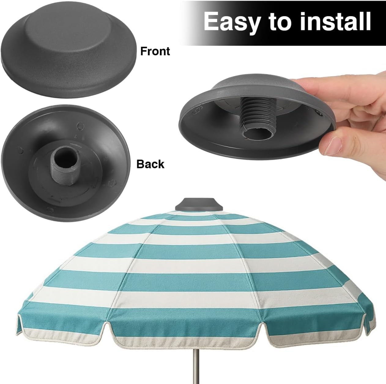 Garneck 2 Pcs Patio Umbrella Top Screw Caps, Replacement Parts | gray plastic, 4.4 x 4.4 x 1.02 in, screw-on fitting for Roman umbrella cantilever umbrella tops for terrace garden outdoor