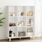 IOTXY Open Cube Low Bookcase - 3-Tier Freestanding Storage Display Cabinet Organizer with Legs for Home Office, 9-Cubes Open Shelf Short Bookshelf, White