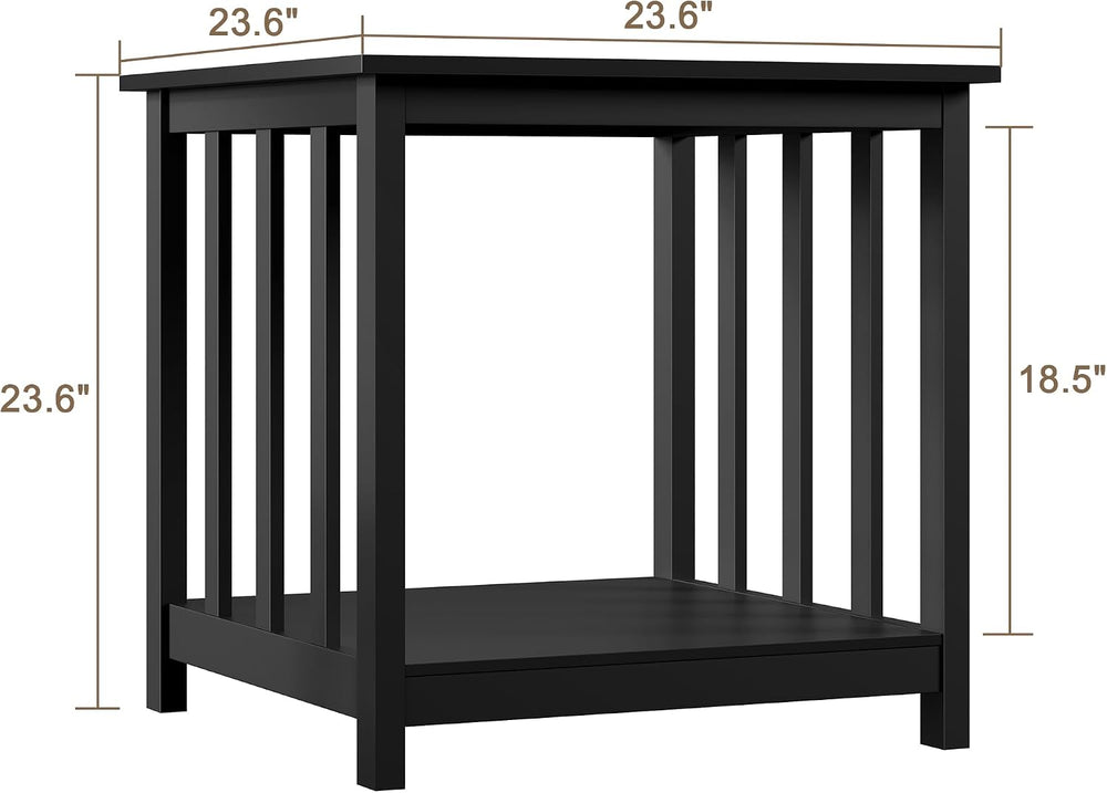 Treocho Large End Tables Living Room Set of 2 with Storage Shelf