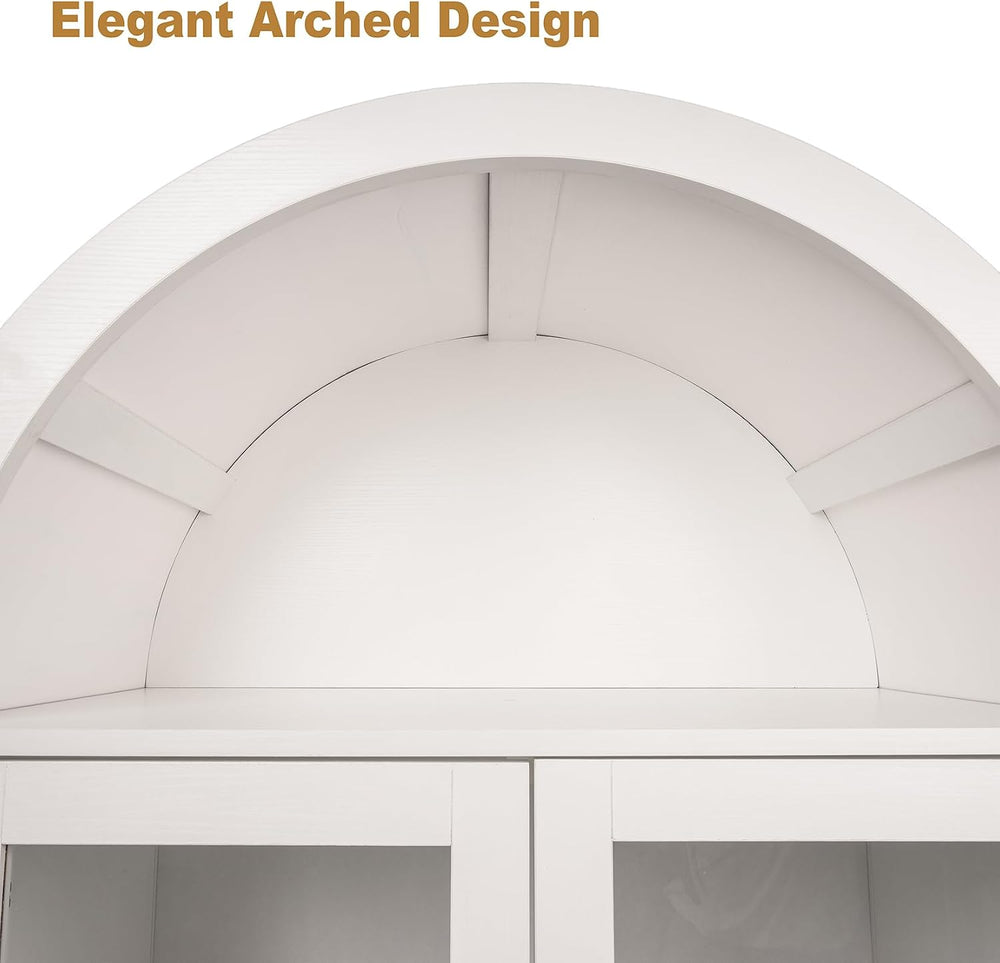 Freestanding Arched Kitchen Pantry Cabinet, 70.8" Tall Kitchen Pantry w/...