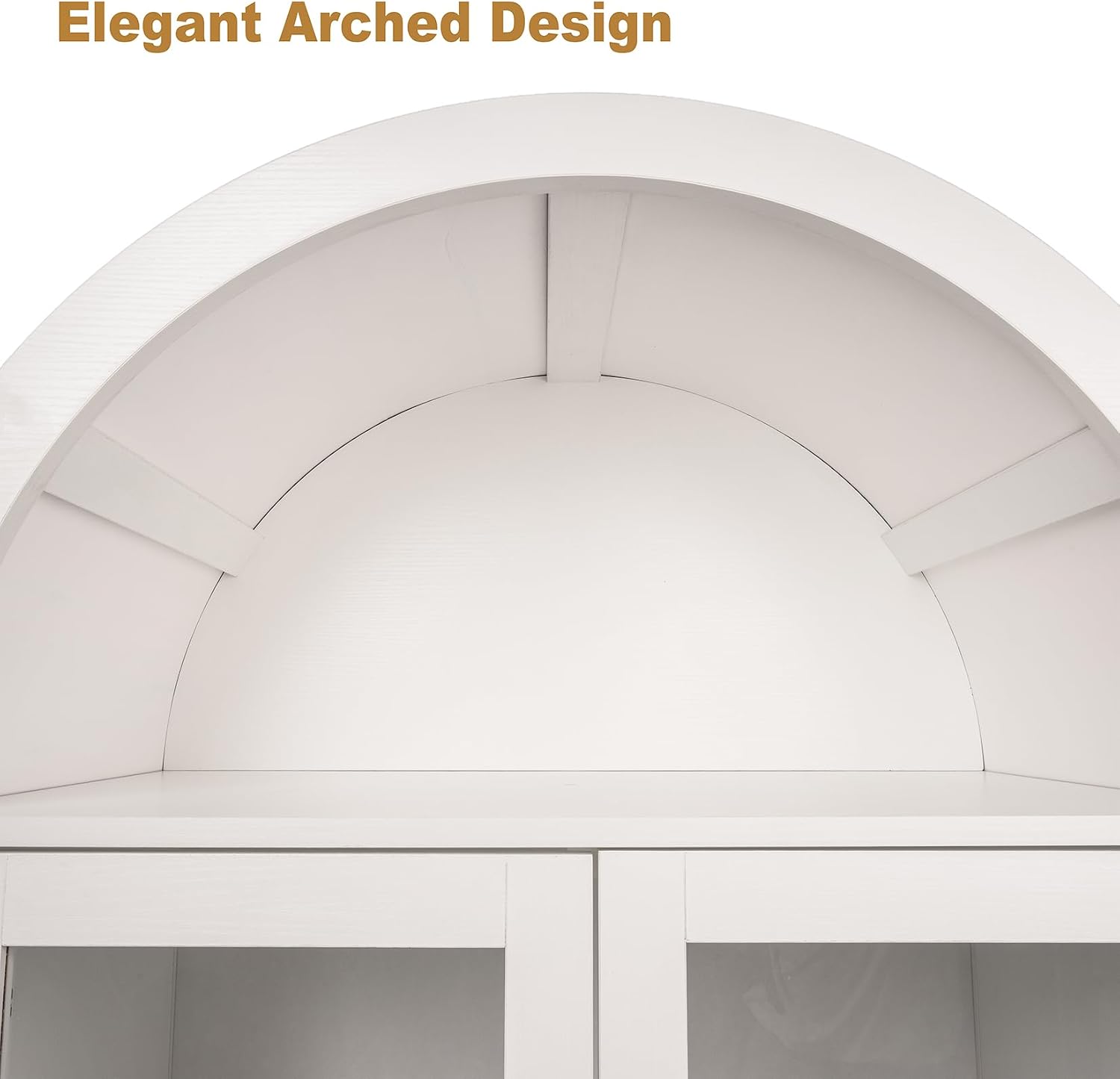 Freestanding Arched Kitchen Pantry Cabinet, 70.8" Tall Kitchen Pantry w/Adjustable Shelves, Farmhouse Barn Door Buffet Sideboard for Dining Room, Living Room, White