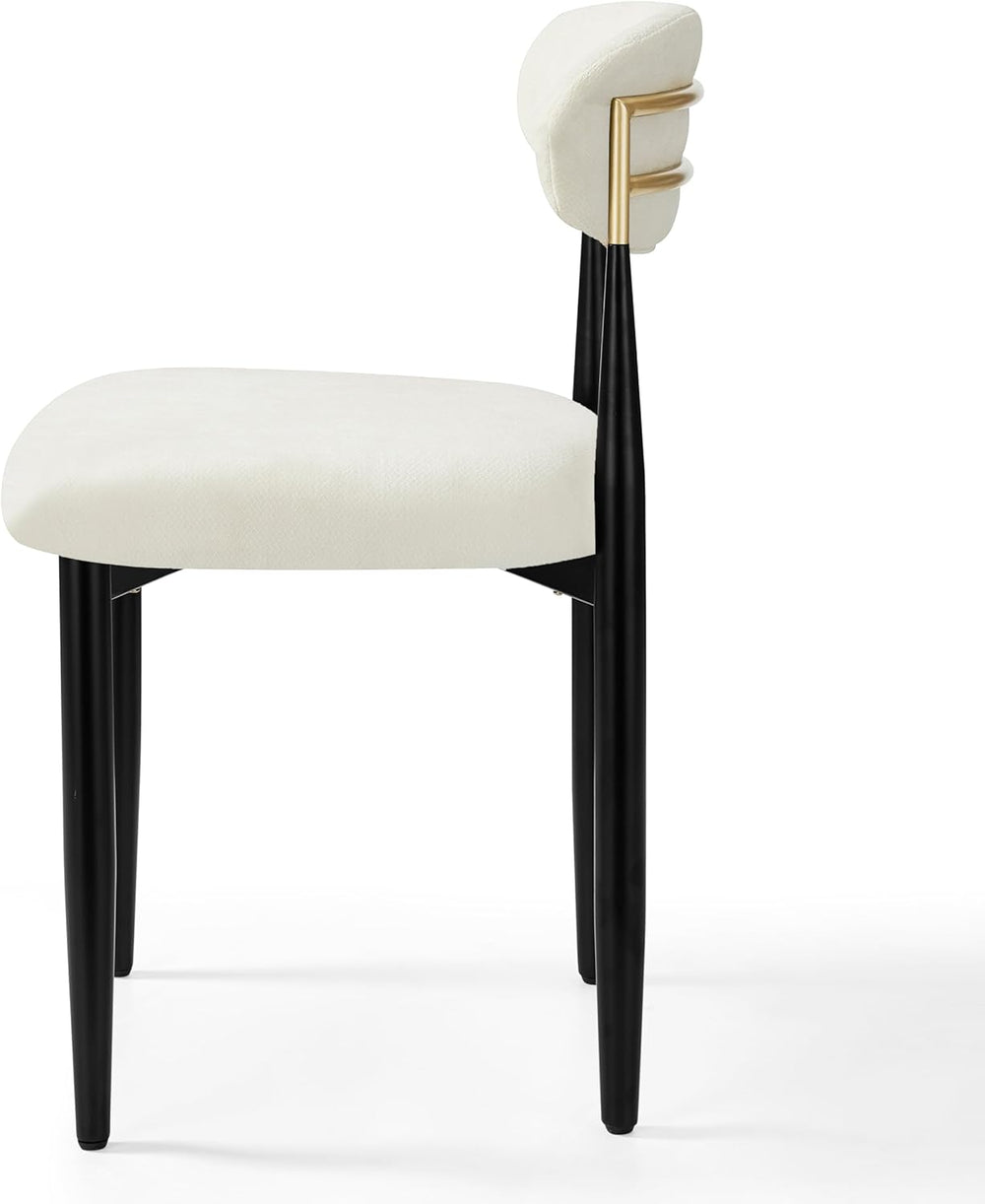 Morden Fort White Set of 2 Armless Upholstered Chenille Dining Chairs with Bl...
