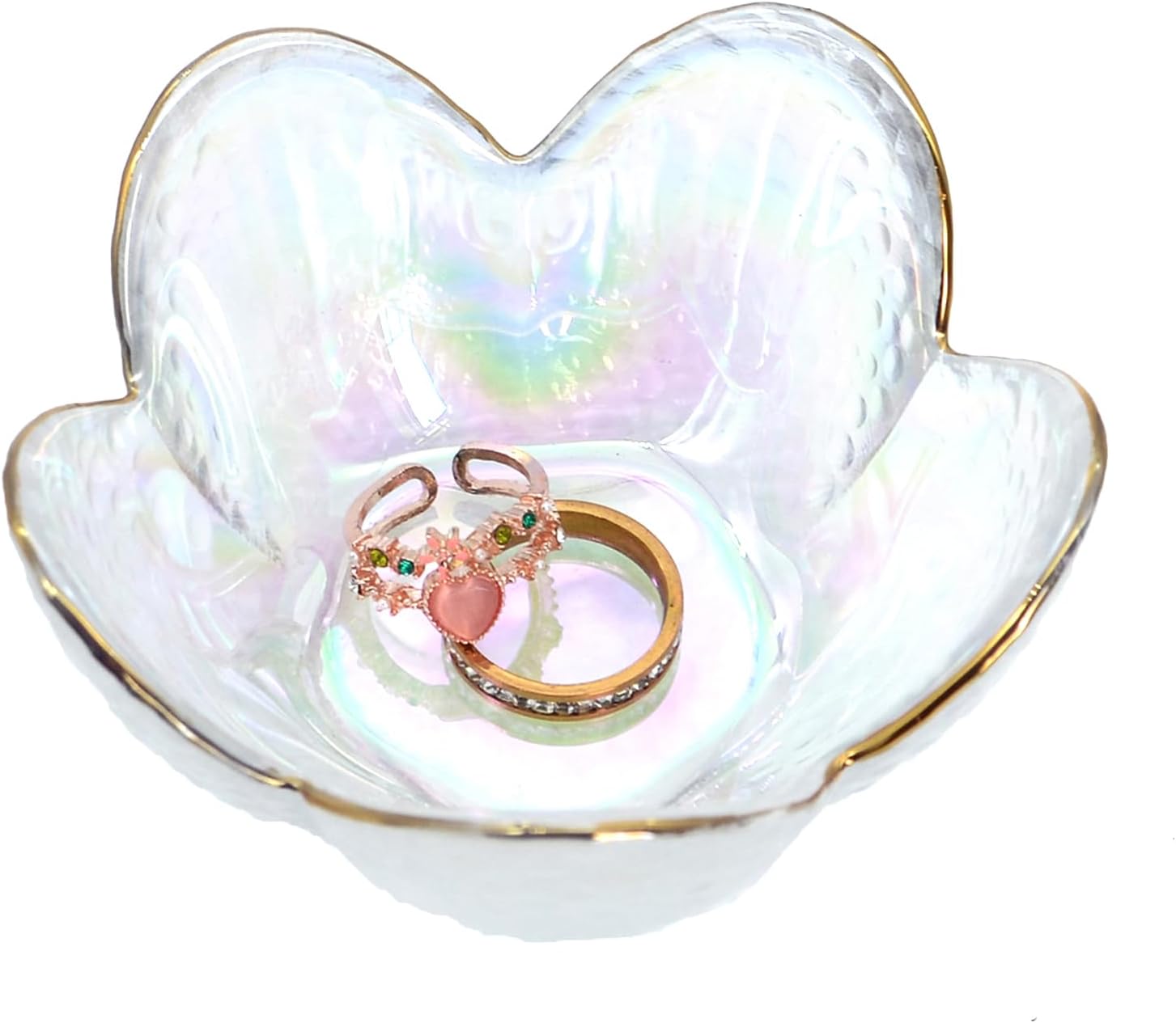 Rainbow Flower Ring Dish Jewelry Tray, Small Glass Trinket Tray for Rings Earrings, Present for Wife Mom Daughter Women