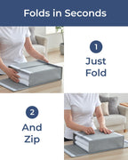 4 Pack Sheet Organizers - Foldable Sheets Set Organizer - King/Queen - Grey | Storage Organizer for Linen Closet, Folder Keeper with Window XL, Blanket, Duvet & Pillowcases Dustproof Bedding Container