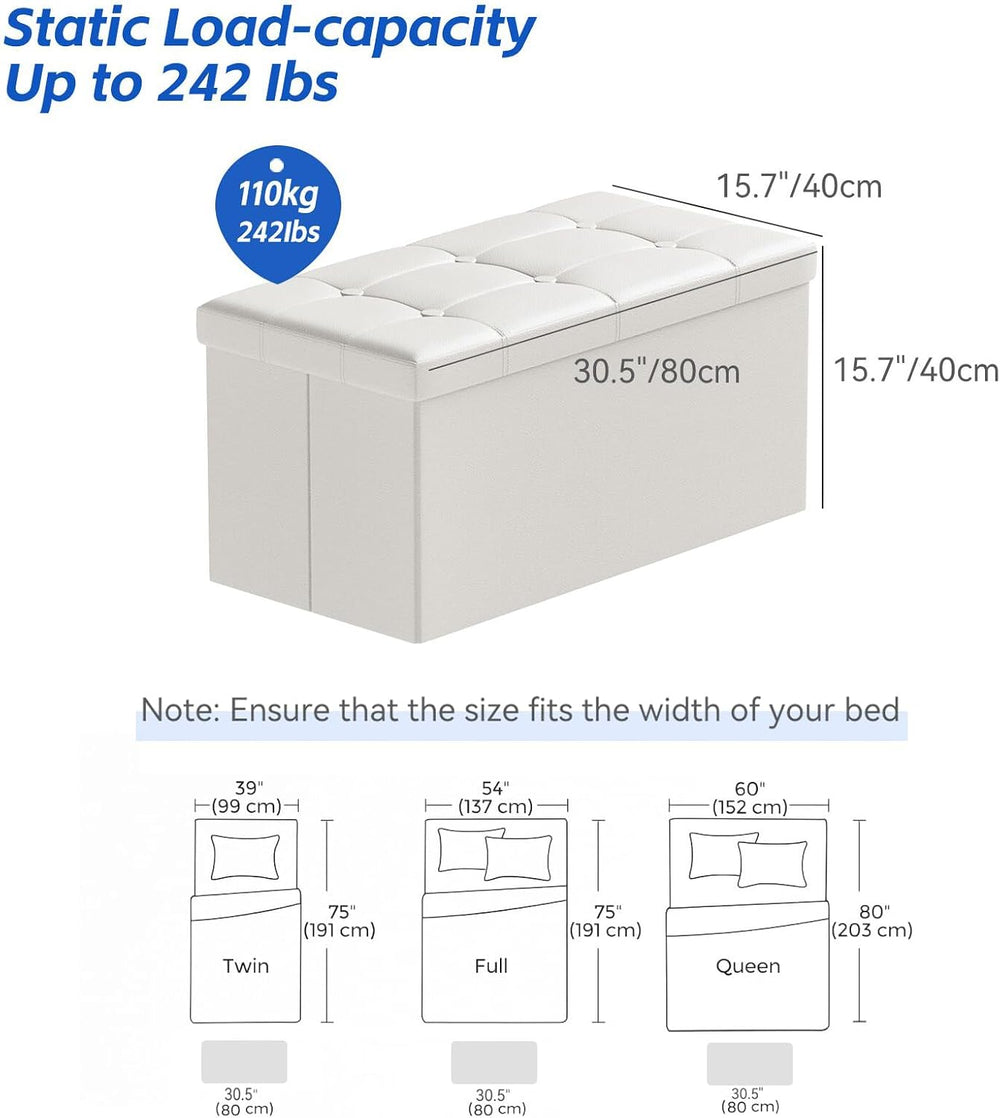 BRIAN & DANY 30 Inches Storage Ottoman Bench, Faux Leather Ottoman with S...