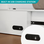 BALUS Full Size Murphy Bed, Murphy Cabinet Bed with USB Charging Station & Storage Drawers, Full Murphy Cabinet Beds for Living Rooom, Apartment, Home Office, Bedroom, No Mattress-White