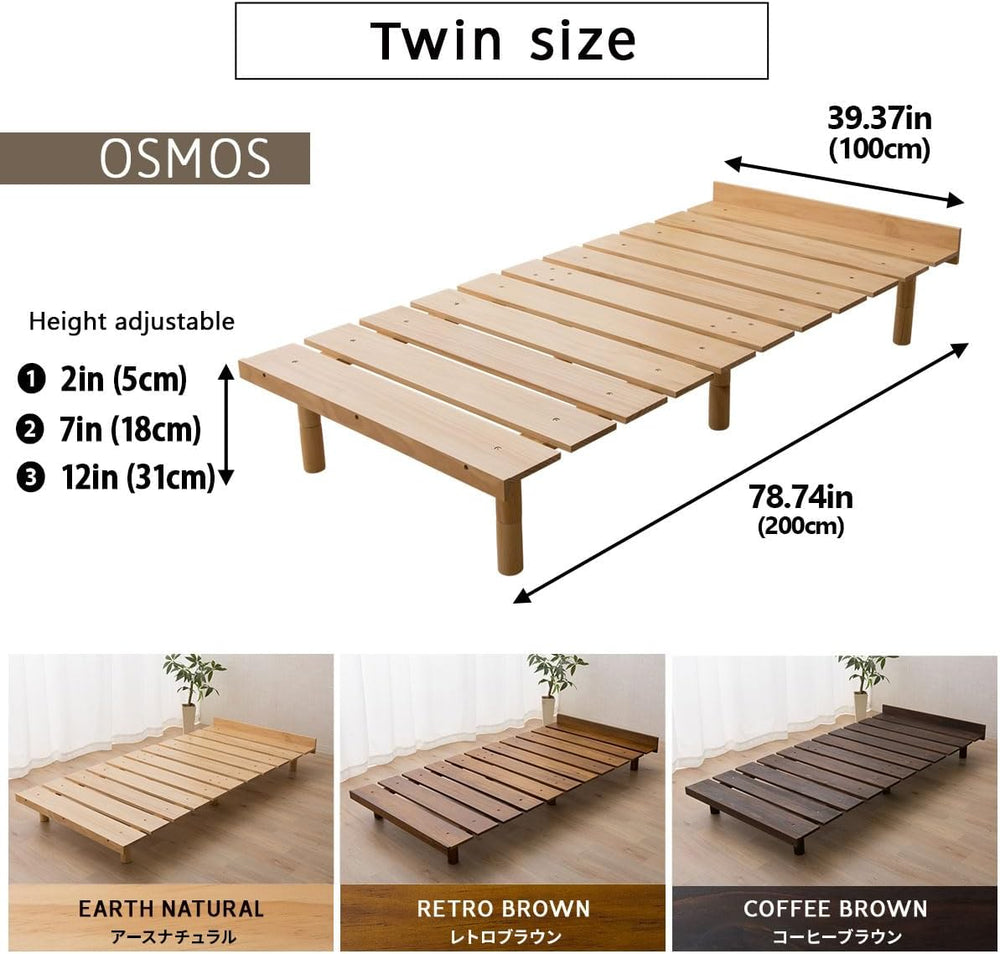 EMOOR Japanese Futon Mattress & Wood Slatted Bed Set Machi-OSMOS Twin (Co...