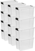 Sterilite 12-Pack Ultra Latching Box, Storage Bins with Lids, Clear Plastic, 30 Quart - Heavy-Duty Organizing Containers for Closet, Bathroom, and Office