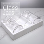 Set of 3 Glass Apothecary Jars with Lids, Clear Bathroom Storage Organizer Canister Set for Qtips, Cotton Swabs, Cotton Balls, Bath Salts (H: 11", 8.5", 7.5", D: 5"; 23 FL.OZ, 34 FL.OZ and 45 FL.OZ)