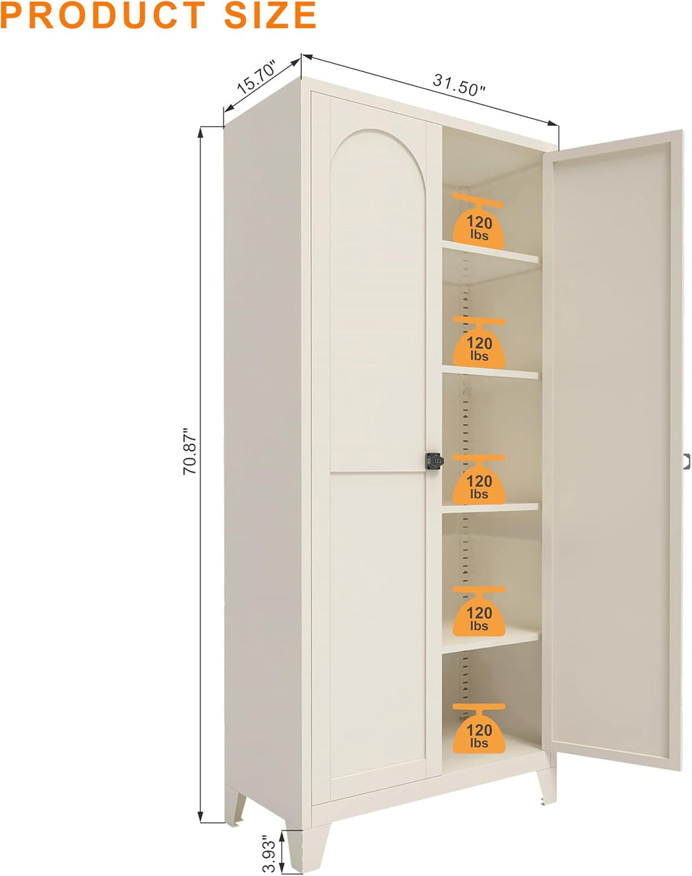 JIJIWANG 71'' Metal Pantry Cabinet, Kitchen Pantry Storage Cabinets w...