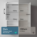 Bathroom Wall Cabinet with Door, Over The Toilet Wood Hanging Medicine Cabinets with DIY Lighting for Laundry Room Kitchen Storage