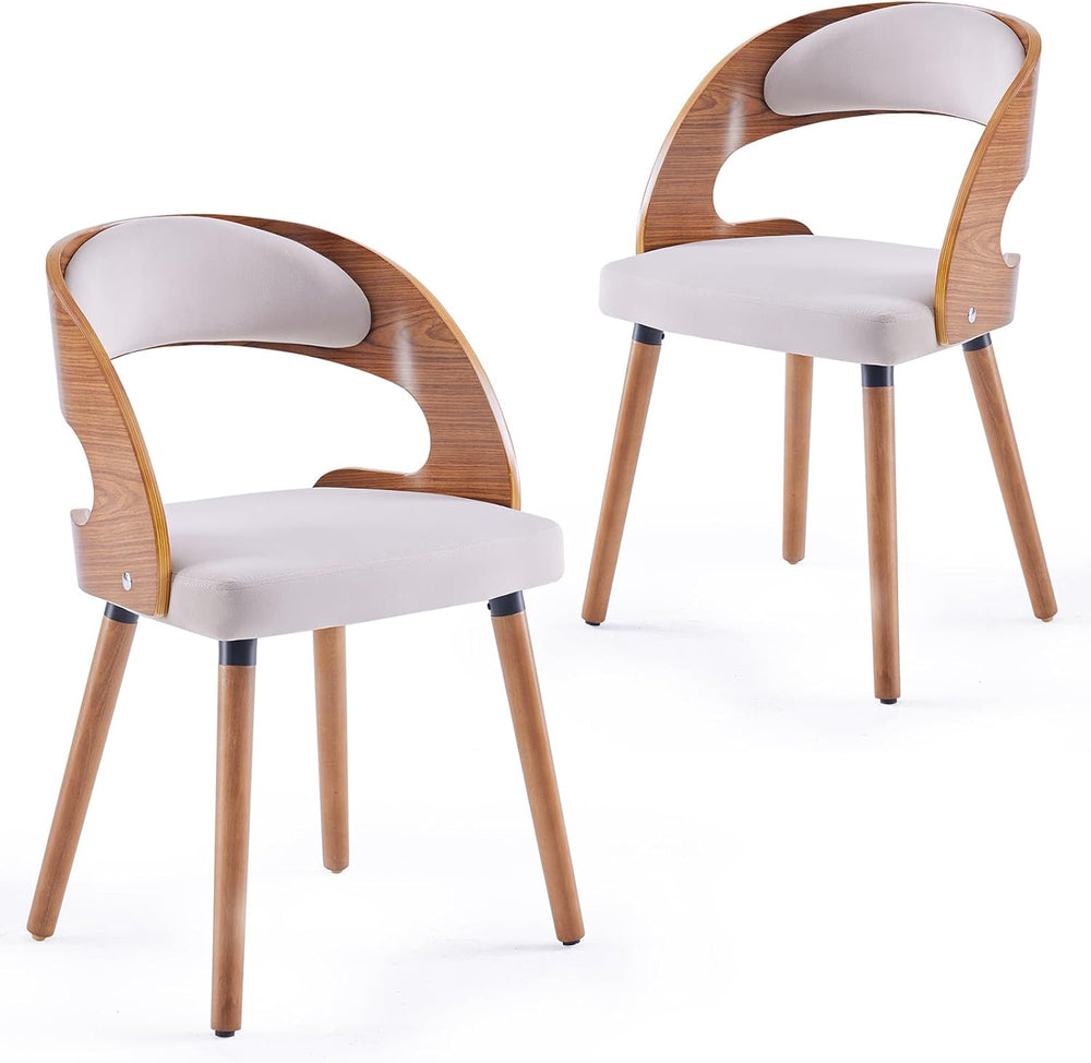 Farini Wood Dining Chairs, Set of 4 Modern Upholstered Dining Chairs with Cur...