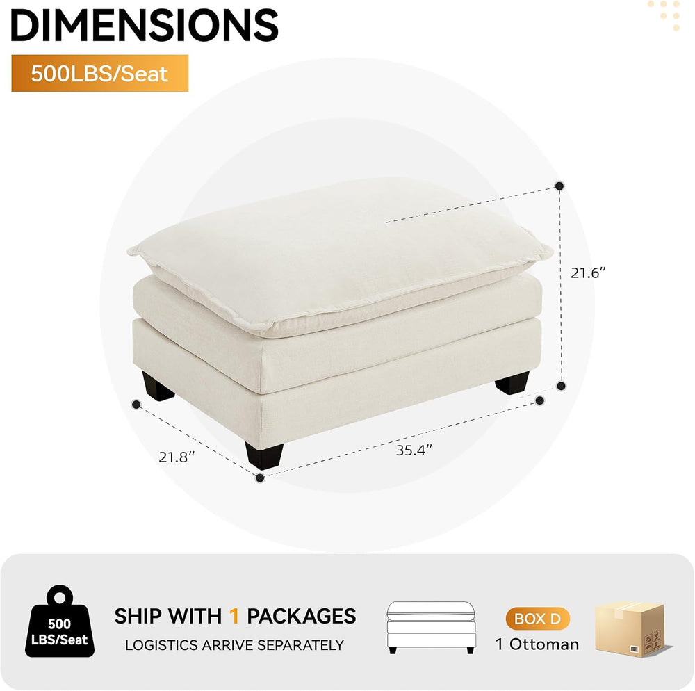 35‘’ Modern Chenille Cloud Sofa Ottoman,Rectangle Ottoman for Modular Section...
