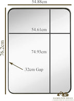 Hamilton Hills 22x30 inch Metal Silver Frame Bathroom Mirror - Brushed Steel Rectangular Rounded Corner Vanity - 2 Inch Deep Set Design - Large Wall Mirror, Hangs Horizontal and Vertical