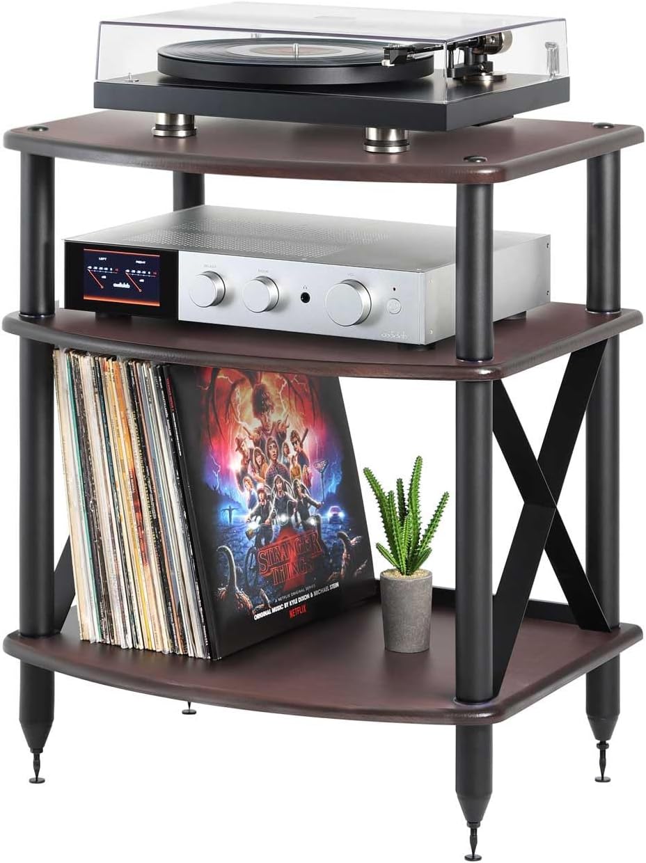 Pangea Audio Vulcan TT Turntable Stand with Vinyl Record Storage (Espresso)