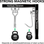 MIKEDE 12 Pack Magnetic Hooks, 40LB Heavy Duty Neodymium Magnet Hooks, Strong Magnetic Swivel Hooks for Hanging, Magnets with Hook Magnetic Metal Hanger for Fridge, Toolbox, Storage
