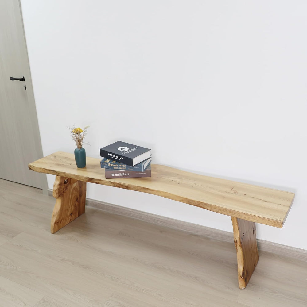 Elm Wood Dining Bench Bedroom BenchesIn Footrest Stool Accent Bench for Entry...