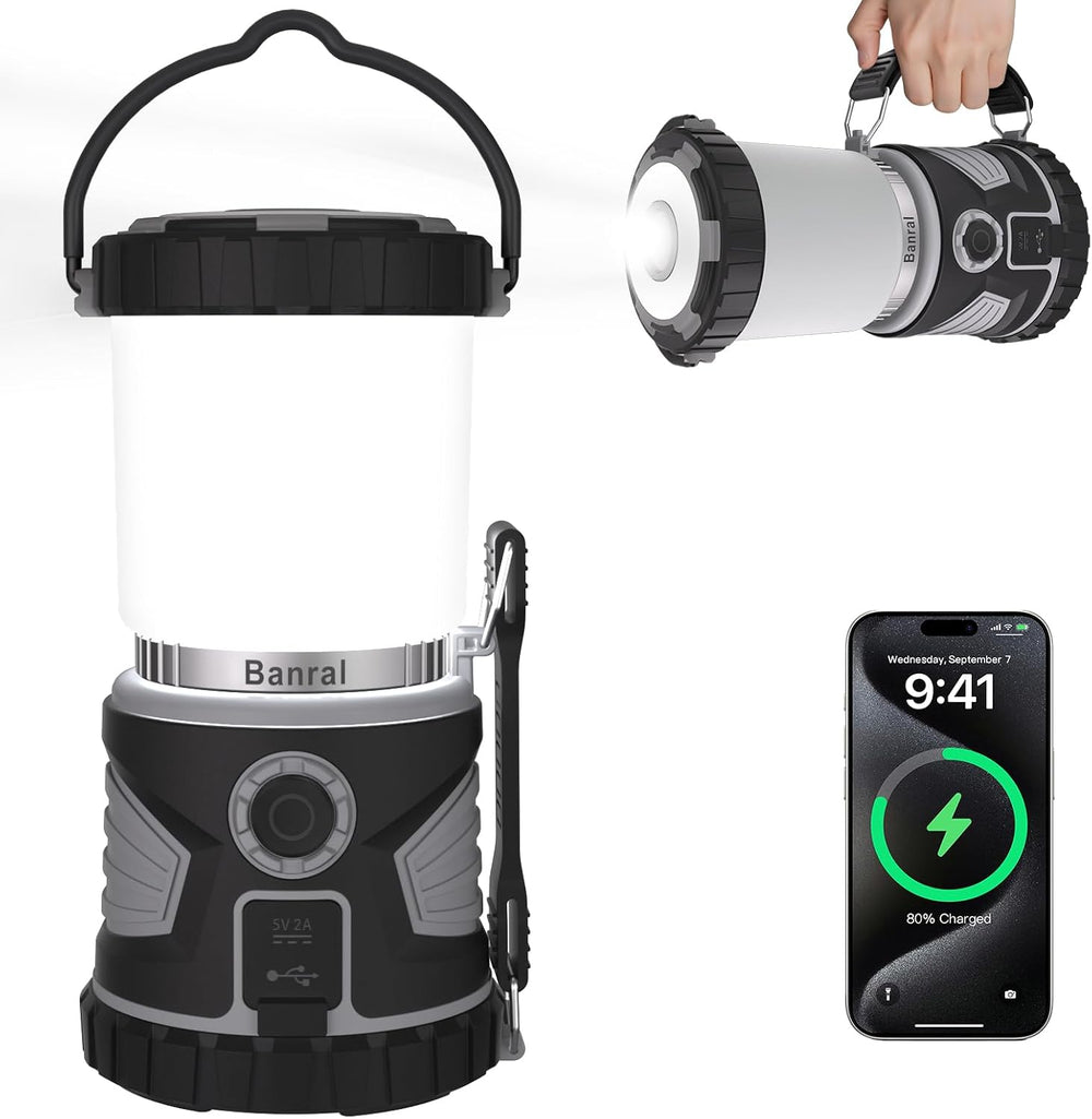 Banral 2000LM Rechargeable Camping Lantern Flashlight, LED Camping Lights