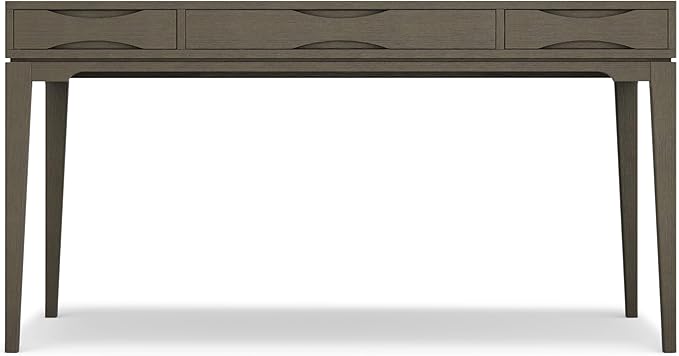 SIMPLIHOME Harper Desk - 60-Inch Wide Solid Hardwood Writing Desk in Farmhouse Grey, Mid-Century Modern Home Office Computer Table for Workspace or Study with 2 Drawers and Flip-Down Keyboard Tray
