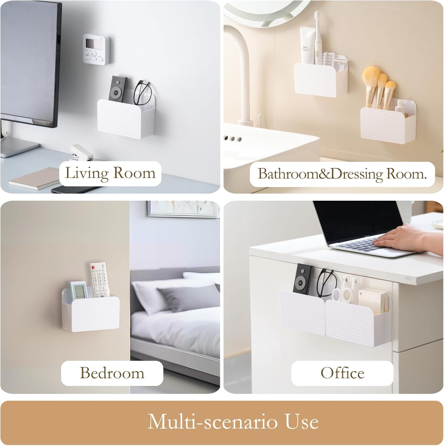 LINFIDITE Adhesive TV Remote Control Holder Wall Mount TV Remote Holder For Bedside Wall Remote Control Caddy Storage Organizer Stand Box （For 2 Or 4 Remote Controls –Whtie – Quantity 1）