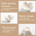 Mecaikru Ceramic Jewelry Tray, 3.5 in Flower Ring Dish with Gift Box & Card | Petal-shaped bowl keeps rings, earrings and small necklaces visible while helping prevent slipping.