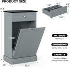 GAZHOME 10 Gallon Tilt Out Trash Cabinet, Upgrade Wooden Free Standing Recyclin Trash Cabinet with Hideaway Drawer(Gray)