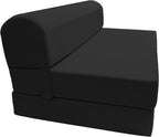 D&D Futon Furniture Sleeper Chair Folding Bed, Studio Sofa Guest Folded Mattress, High Density Foam (72 x 48 x 6, Black)