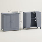 HOMCOM Under Sink Bathroom Cabinet with 2 Doors and Shelf, Pedestal Sink Bathroom Vanity Cabinet, Gray