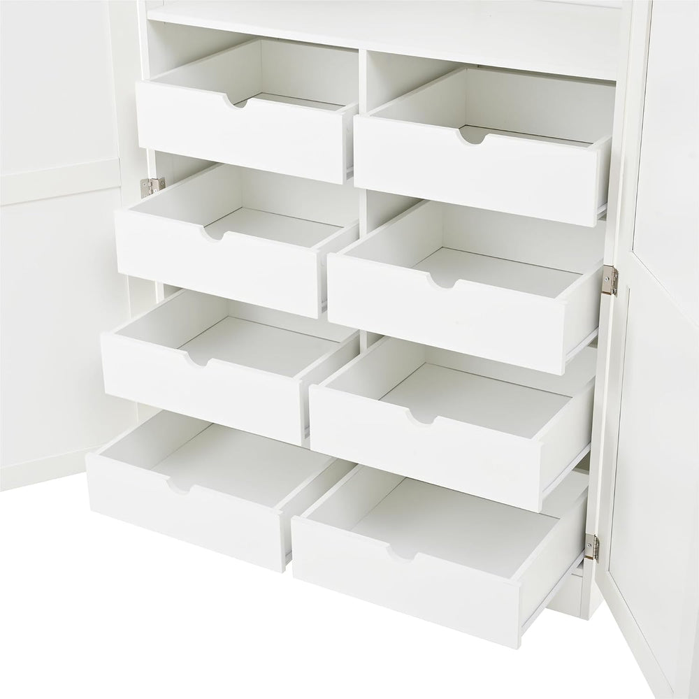 Freestanding Tall Kitchen Pantry Cabinet with 4 Doors and 2 Door Shelves,8 Pu...