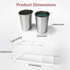 Hair Tool Organizer, Acrylic Hot Tools Organizer with 2 Stainless Steel Cups, Hair Tool Holder Wall Mount & Countertop for Dryer, Curling Iron & Brushes for Bathroom Vanity CHOCHOYAH