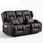 Loveseat Recliner Sofa,RV Wall Hugger Recliners with Flip-up Console,Reclining Loveseat Sofa Recliner with Cup Holders/Lumbar Pillows for Small Spaces,RV Furniture (PU Brown, 68" 2-Seater)