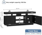 HOMMPA Modern LED TV Stand for 65/60/55 inch TV with Power Outlets - Gaming Console Storage Entertainment Center with LED Lights - Black