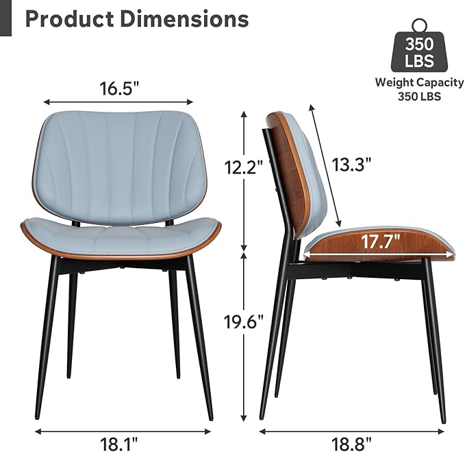 Dining Chairs Set of 6, Mid Century Modern Dining Room Chairs, Upholstered Fa...