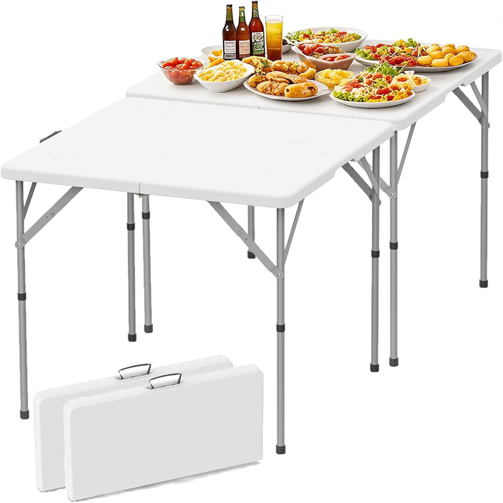 34'' Square Folding Card Table 2 Pcs,Dining Table with Handle & S...