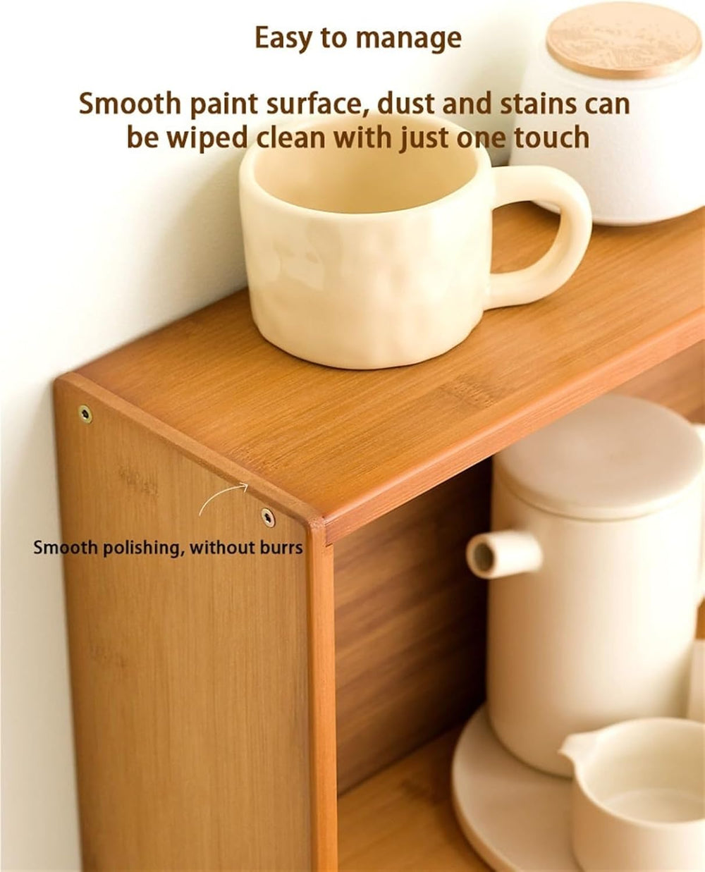 Kitchen Storage Cabinet, Countertop Cabinet with Sliding Door, Pantry Storage...