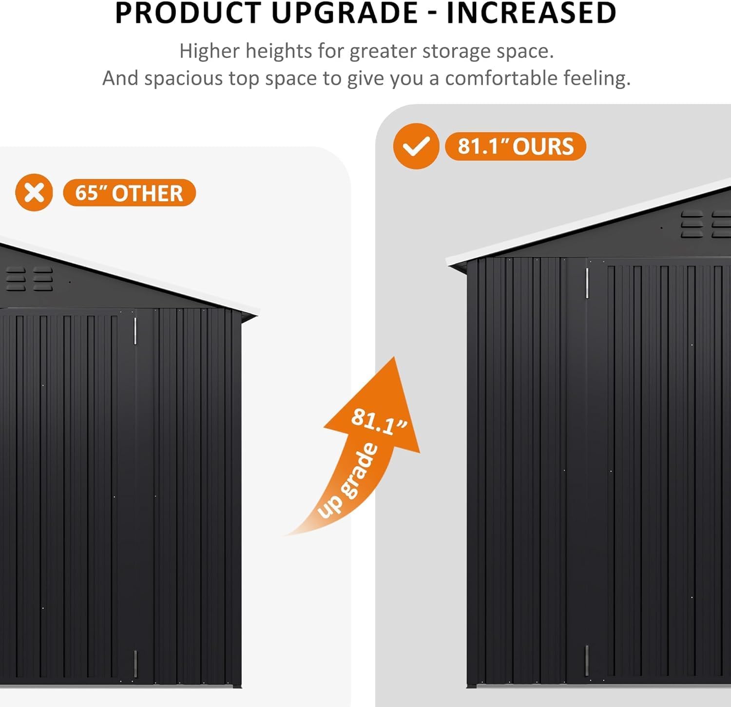 Polar Aurora 10 x 14 FT Outdoor Storage Shed, Metal Garden Shed with with Updated Frame Structure, Tool Sheds for Backyard Garden Patio Lawn, Black